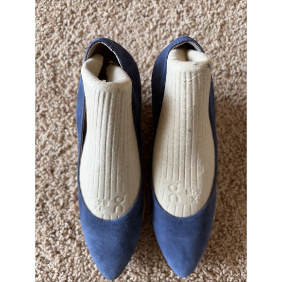 Eric Michael Navy Blue Suede Leather TEVA Wedge Almond‎ Toe Shoes Spain 38 7.5-8 - Picture 3 of 16